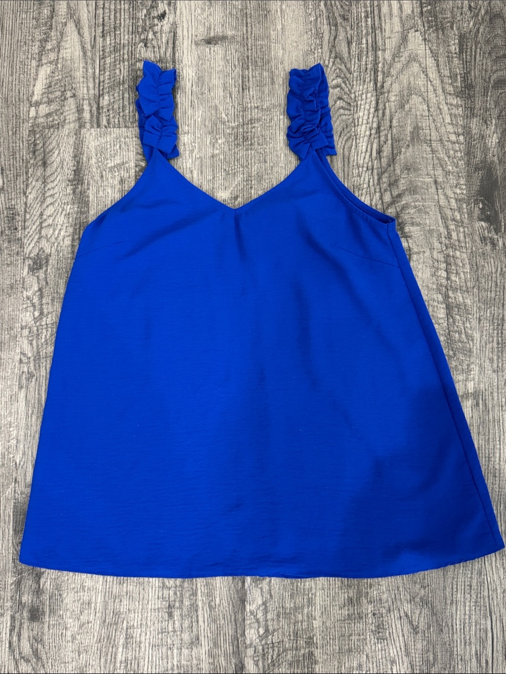 Ruffle Strap V-Neck Camisole - Bright Blue